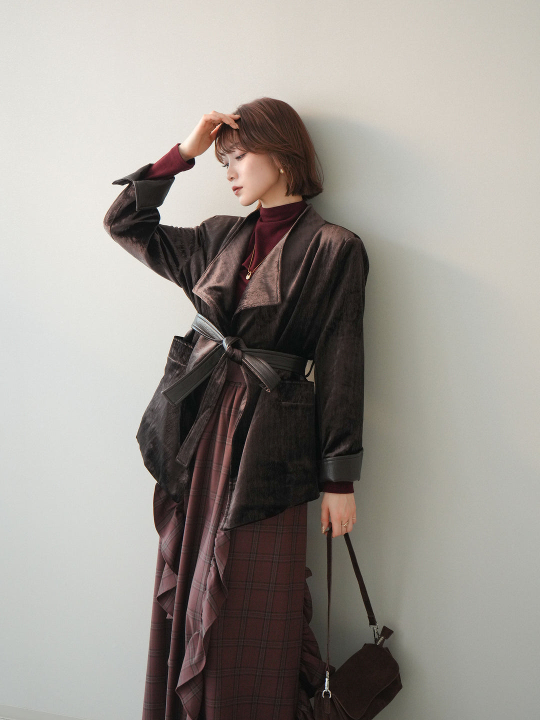 [20%オフ]ベロアガウンジャケット/brown