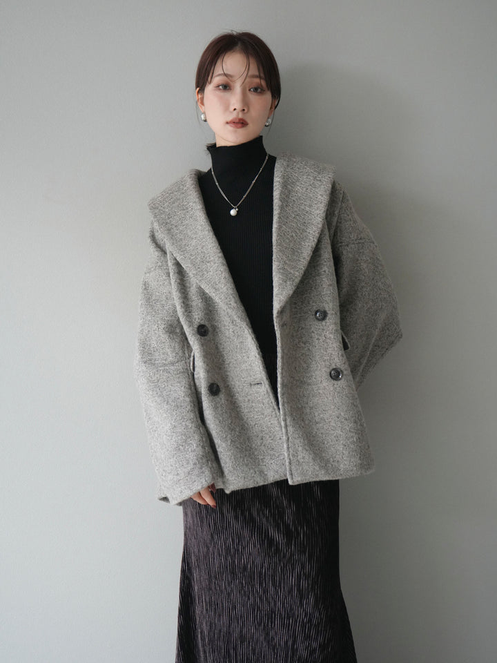 [予約]ロービング襟付きミドルコクーンコート/brown