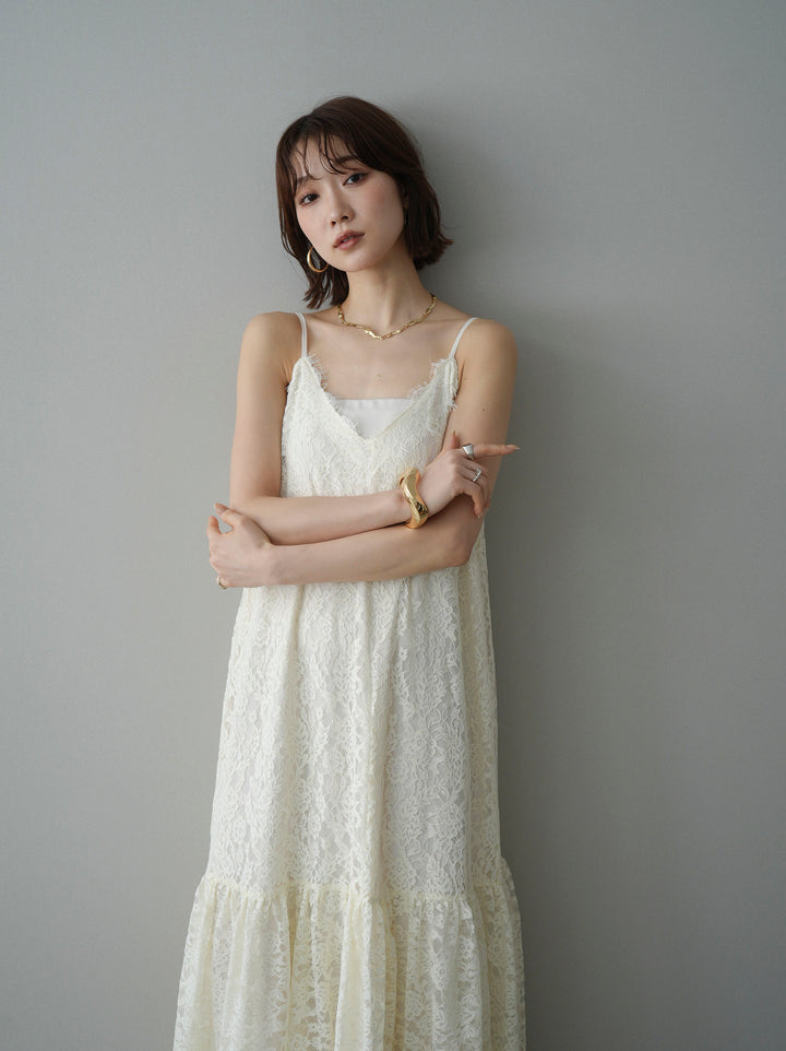 [SET]ギャザー切替レースキャミワンピース+選べるアクセセット(2set)