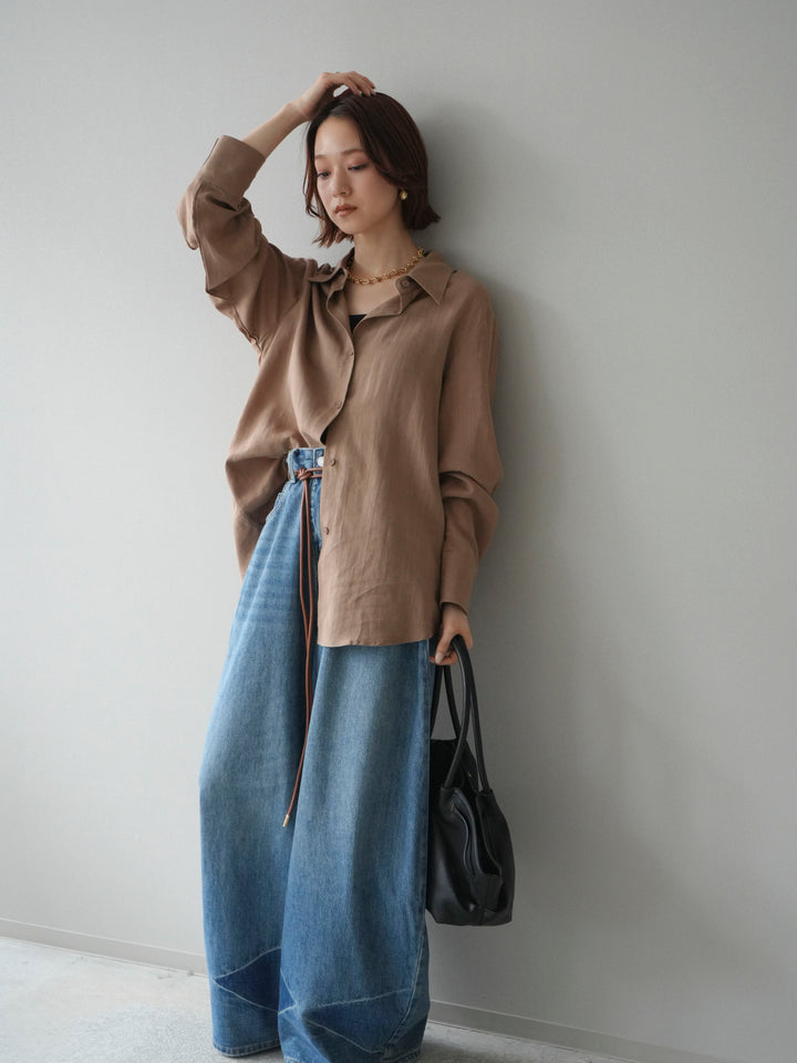 [予約]バックVレースデザインシャツ/beige
