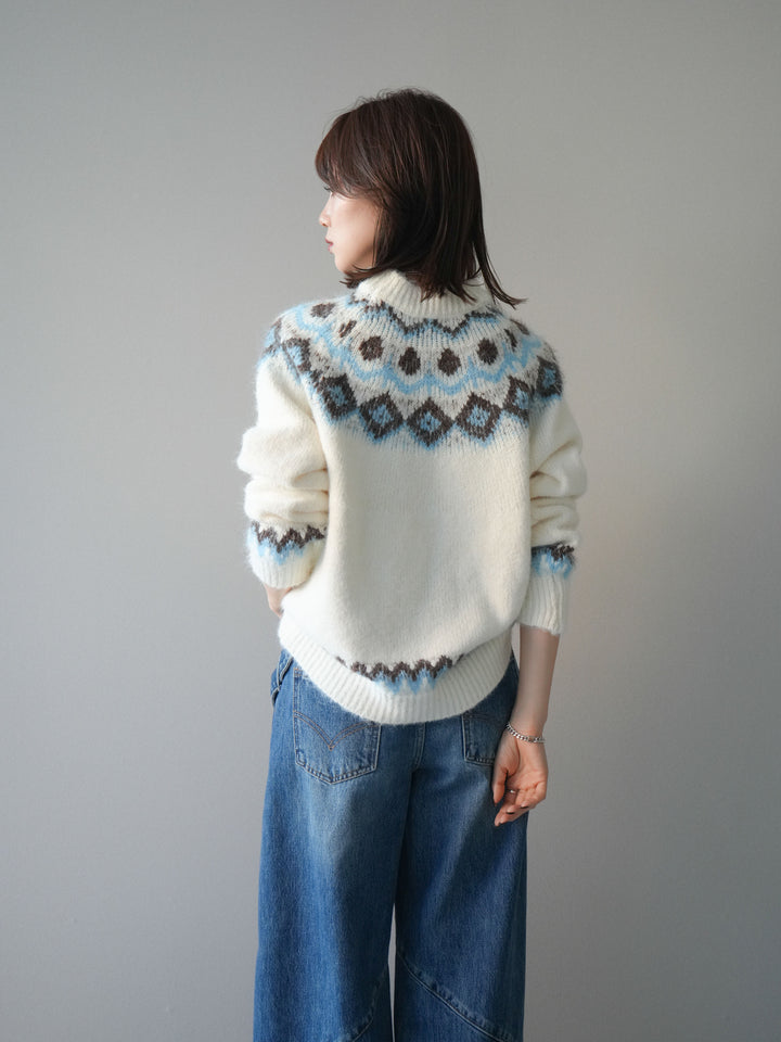 [SET]ソフトタッチ求心柄ニットプルオーバー+ソフトタッチ求心柄ニットプルオーバー(2set)