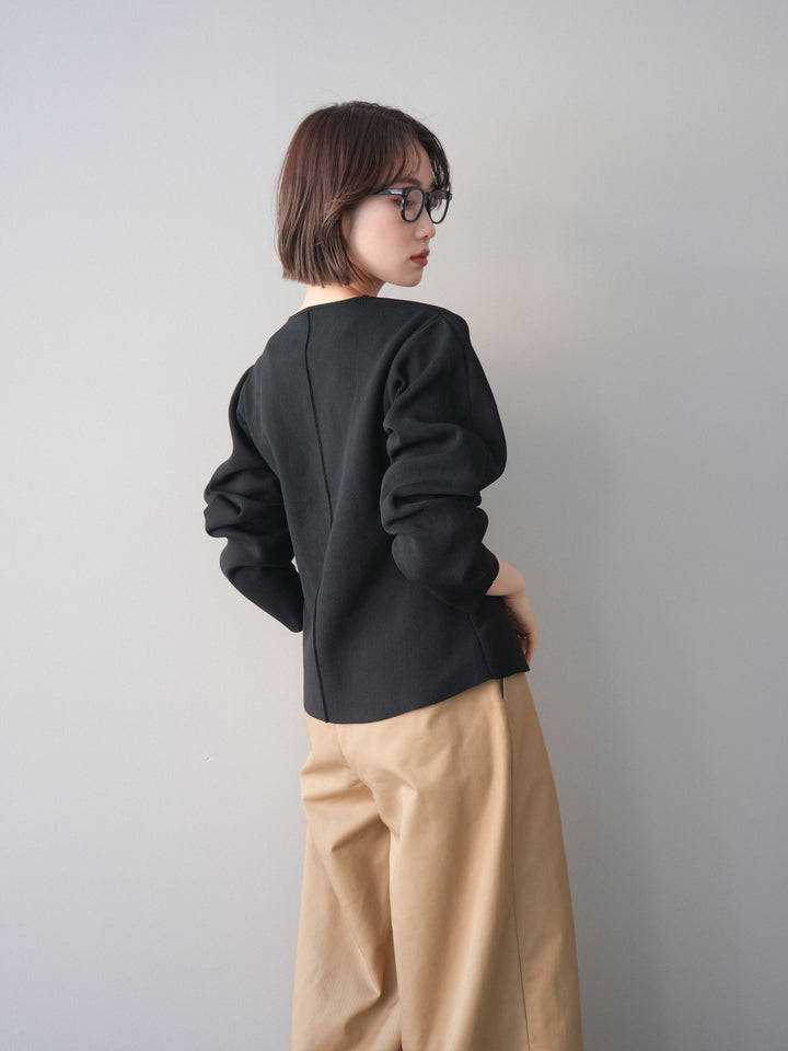 [予約]フロントスリットシルバーボタンニットカーディガン/black