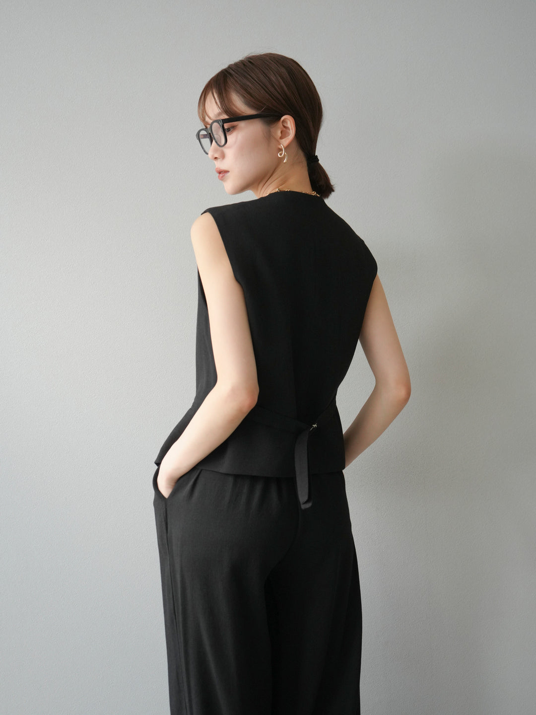 [SET]Vネックジレ＆ワイドパンツSET UP(2set)