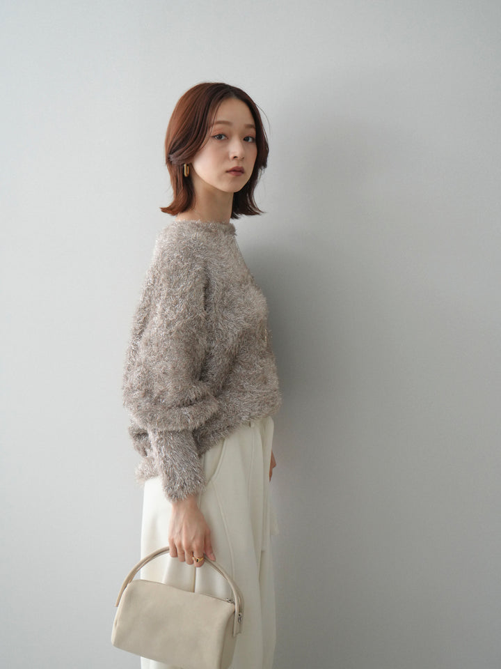 [予約]ラメシャギードルマンニットプルオーバー/beige