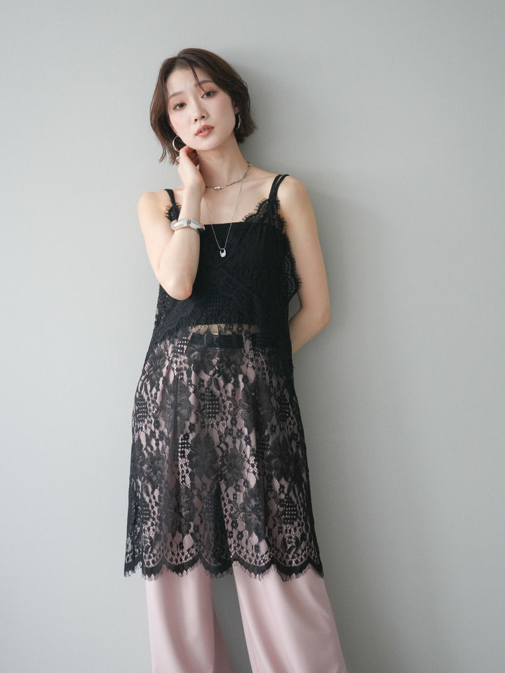 [予約]総レースチュニックキャミソール/black