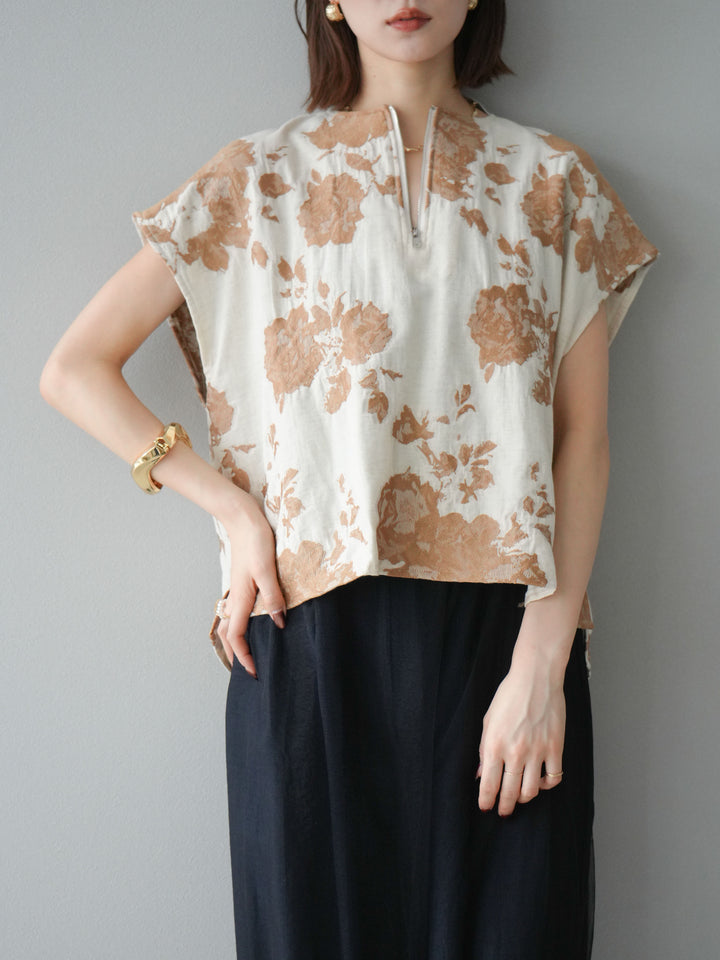 [予約]ジャガードZIPプルオーバー/ベージュ