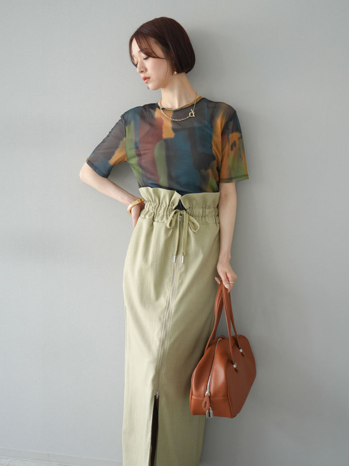 [套裝] 水彩藝術透視T卹 + Heather Ester 褶皺拉鍊裙 (2套)