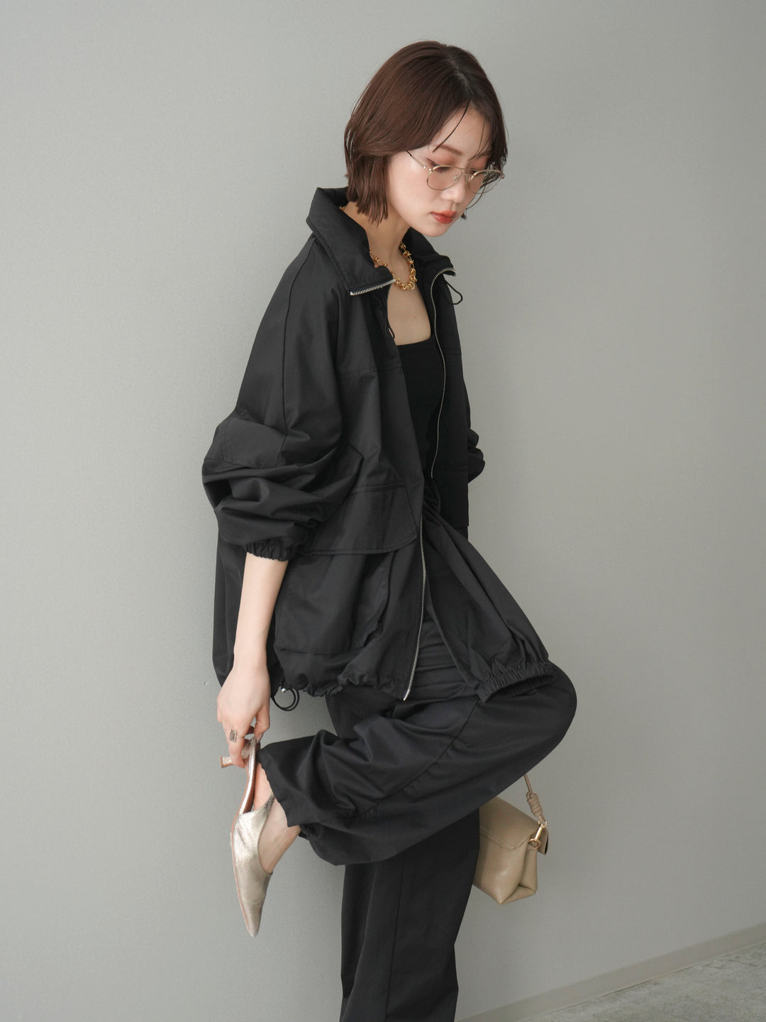 [予約]ビッグポケットコットンナイロンジップブルゾン/black