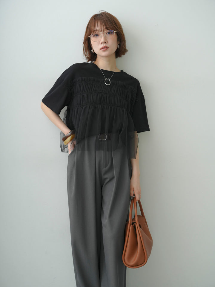 [SET]ギャザーチュールドッキングTEE+選べるアクセセット(2set)