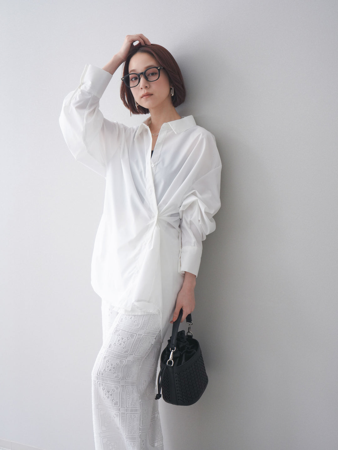 [予約]2wayベーシックルーズシャツ/white