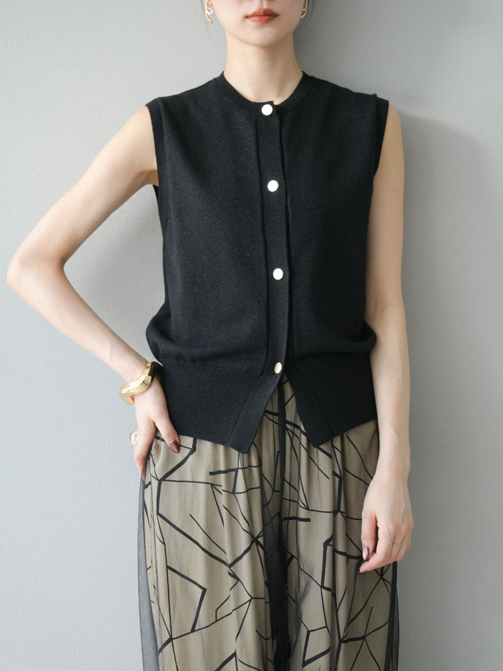 [予約]ラメニットベスト/ブラック