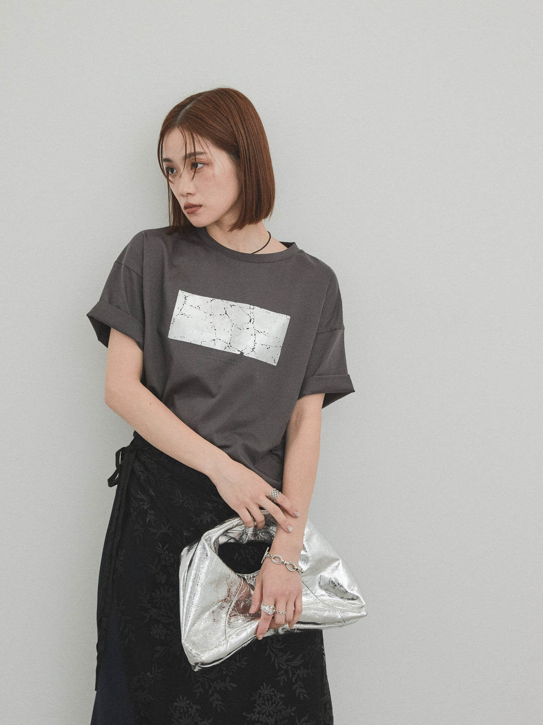 [套裝] 燙金印花乾爽棉質 TEE + 寬鬆窄裙 (2 套)