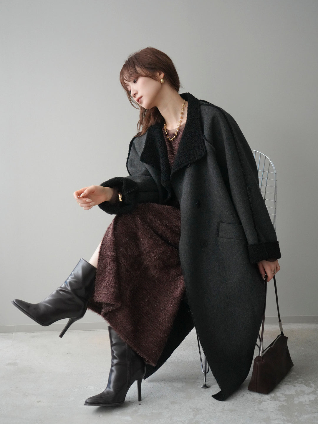 [予約]アウトシーム裏ボアコート/black