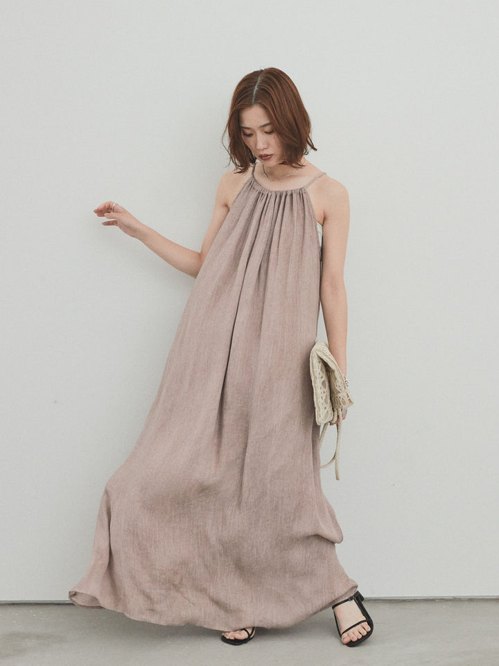 【預購】不規則染色吊帶洋裝/粉紅色