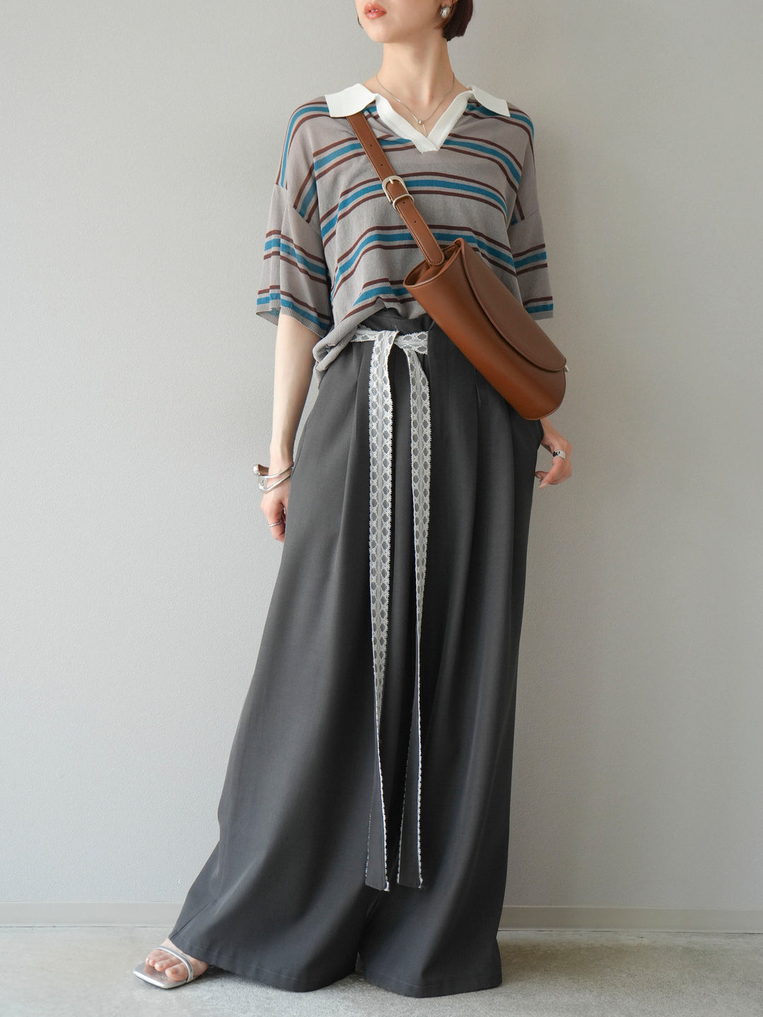 [予約]シアーポロニットプルオーバー/グレーボーダー