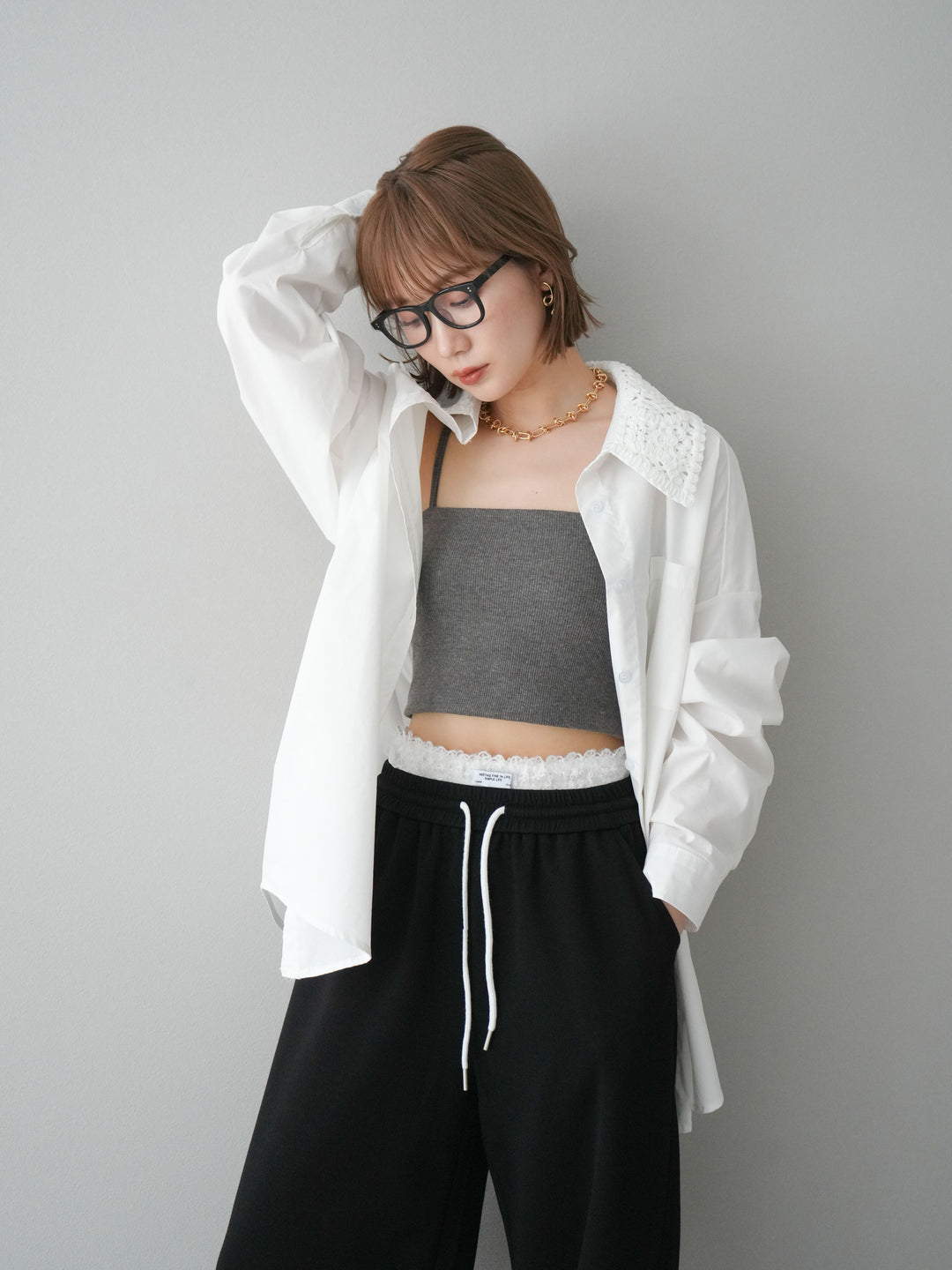 [予約]カップ付テレコリブベアキャミソール/モカ