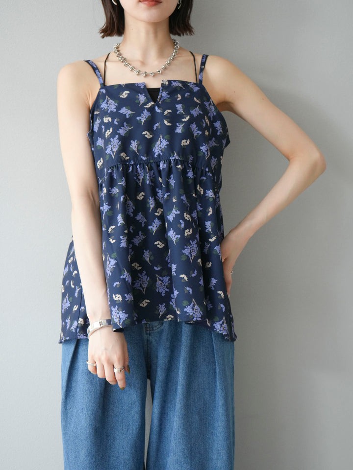 [予約]ブーケプリントキャミソール/ネイビー