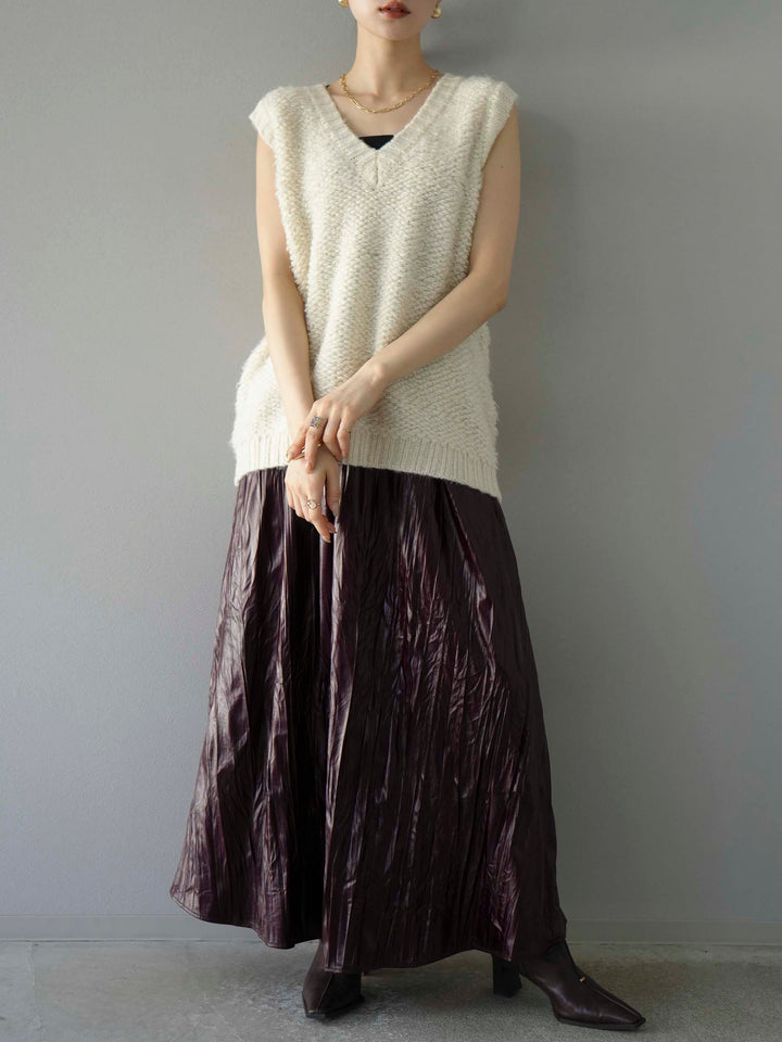 [予約]ループ編みニットベスト/アイボリー