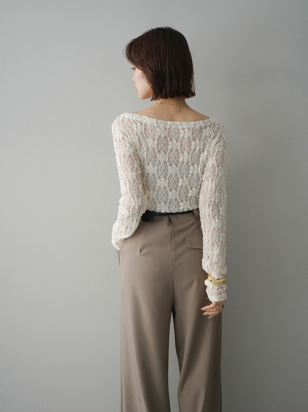 [SET]サイドギャザーレーストップス+サイドギャザーレーストップス(2set)