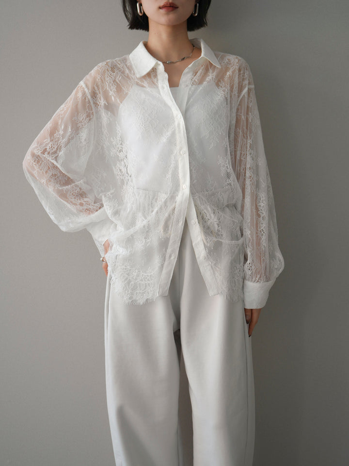 [SET]総レースボリュームスリーブシャツ+選べるアクセセット(2set)