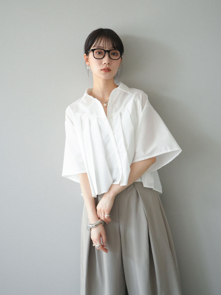 [予約]ブロードプリーツショートシャツ/オフ