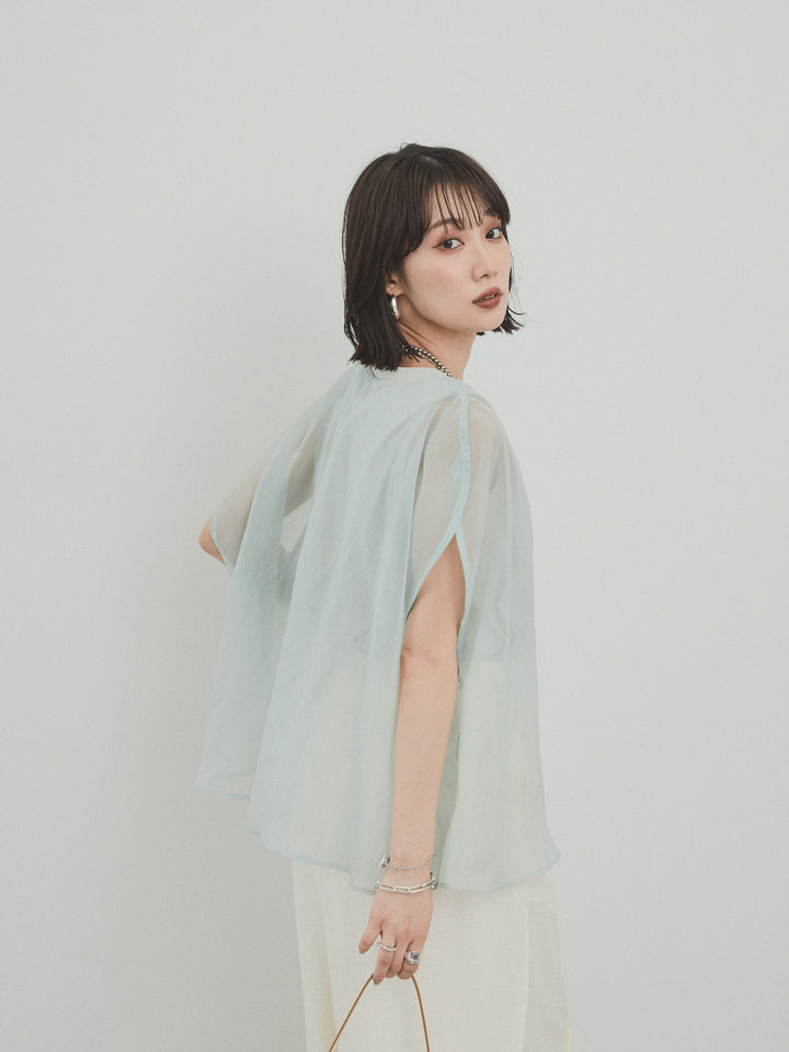 [予約]コンパクトスムースシアーレイヤードトップス/ミント