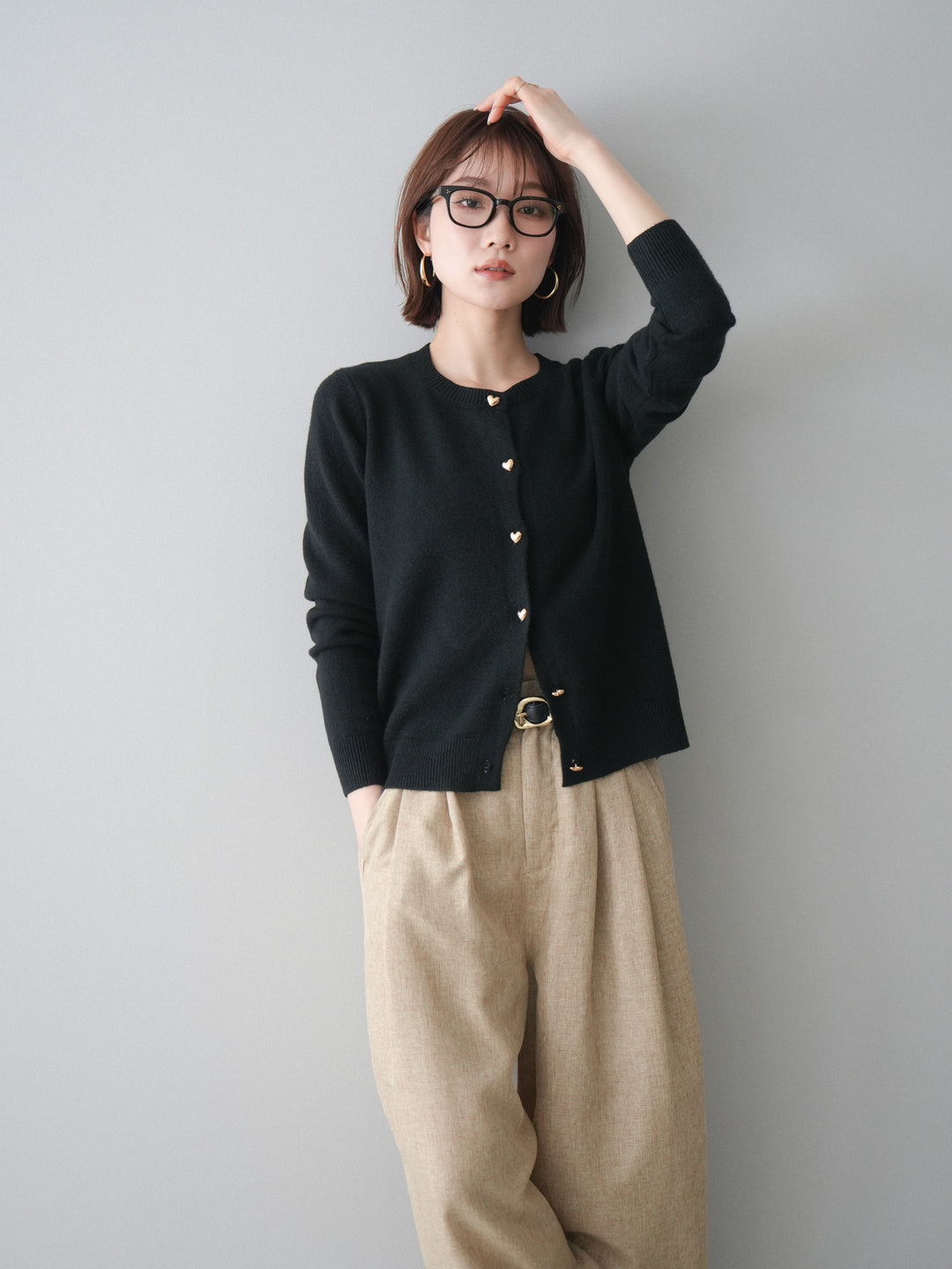 [SET]ハートボタンニットカーディガン+ハートボタンニットカーディガン(2set)