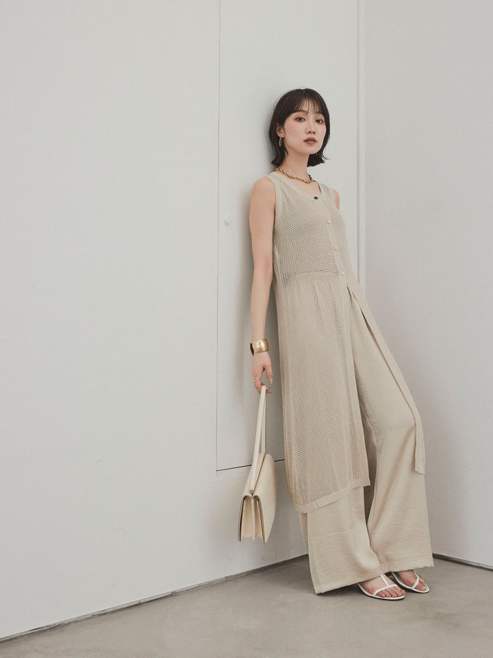 [予約]サテンイージーパンツ/ベージュ