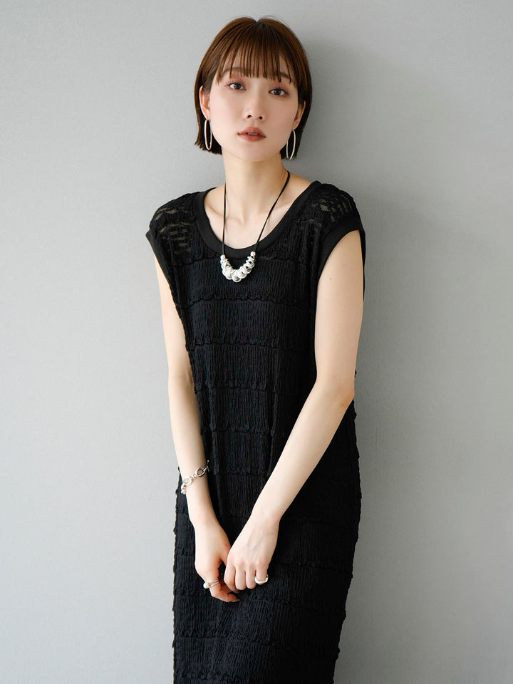 [SET] Border lace sleeveless dress + choice of necklace set (2 sets)