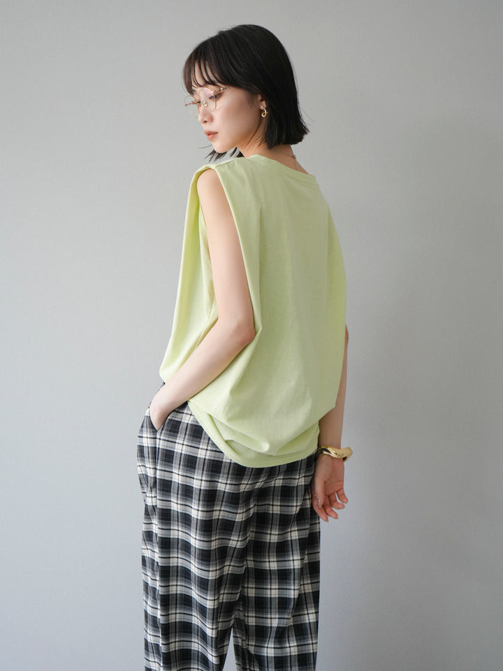 【預購】肩部褶皺法式袖套頭衫/綠色