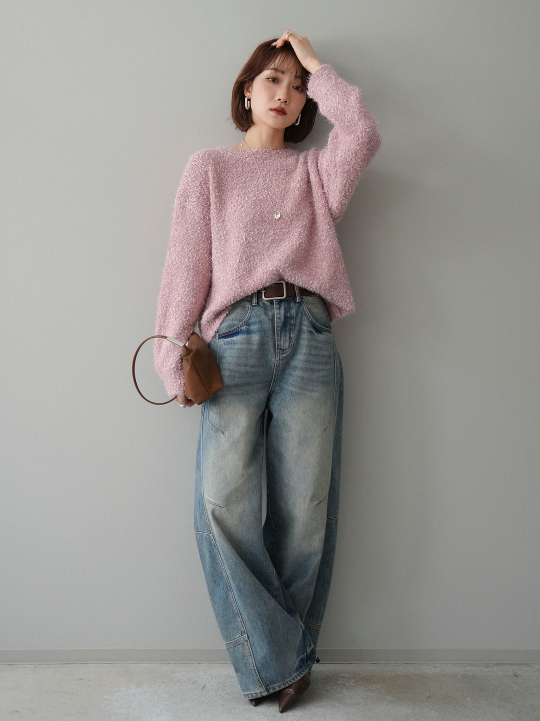 [SET]モールラメミックスヤーンニットプルオーバー+モールラメミックスヤーンニットプルオーバー(2set)