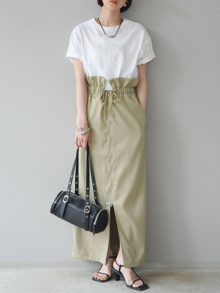 [予約]メッセージ箔プリントTシャツ/オフ