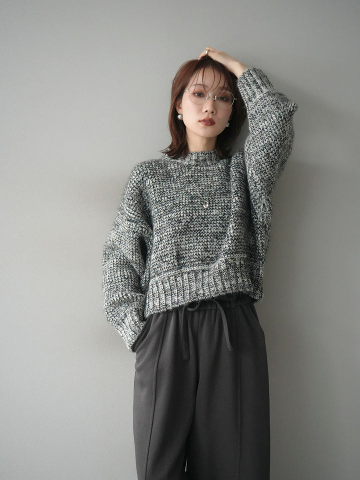 [予約]ボリュームスリーブミックスネップニットプルオーバー/gray