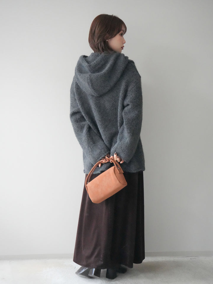 [予約]ベルベットナロースカート/brown