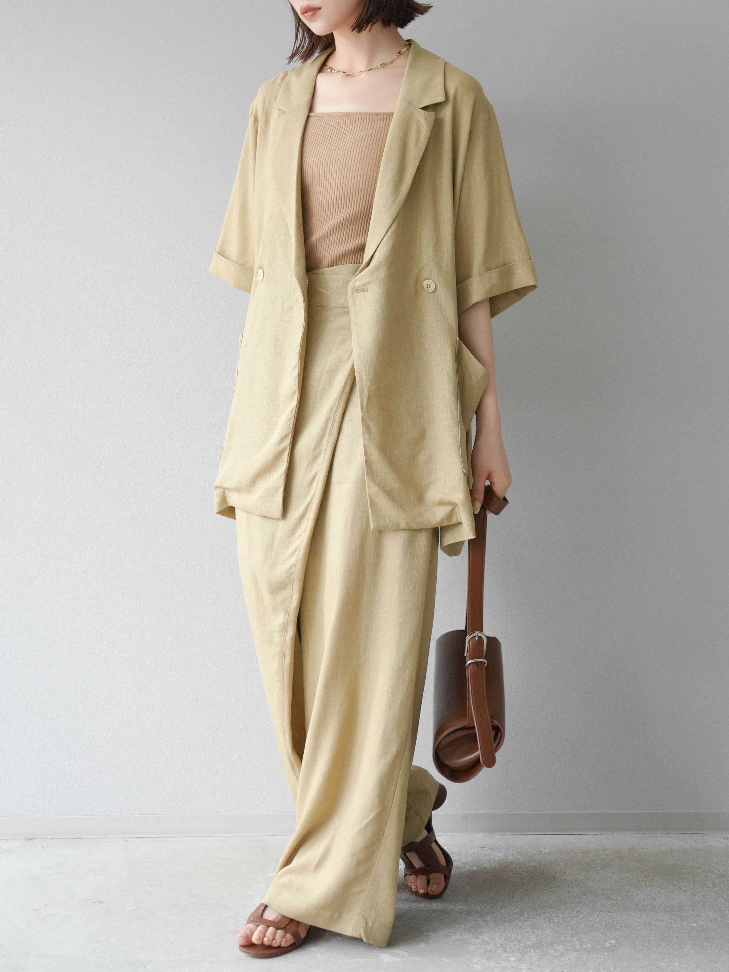 LAUD ATELIER ベージュ ワイドパンツ S LAUD ATELIER ベージュ ワイドパンツ S