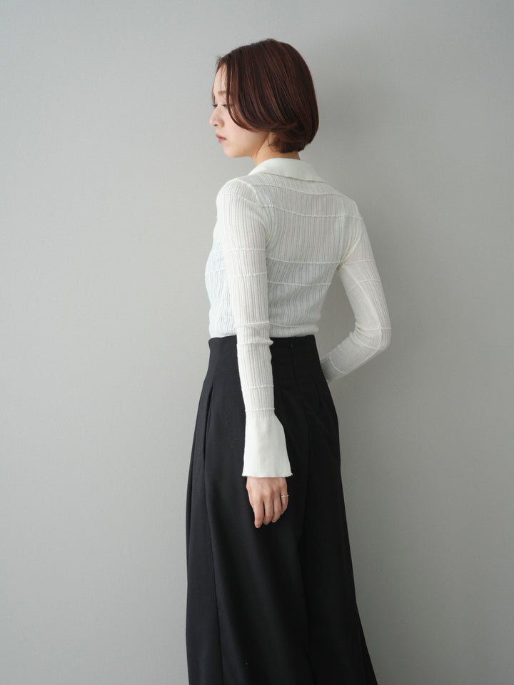 [予約]シアーリブスキッパーニットトップス/ivory