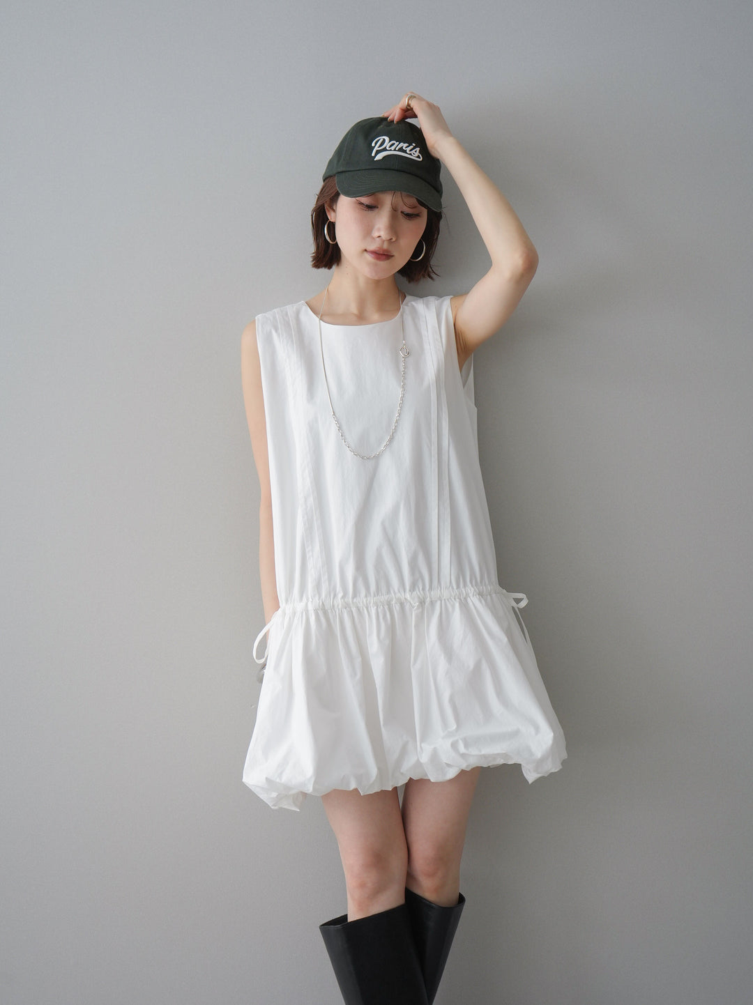 [予約]ノースリバルーンミニワンピース/white