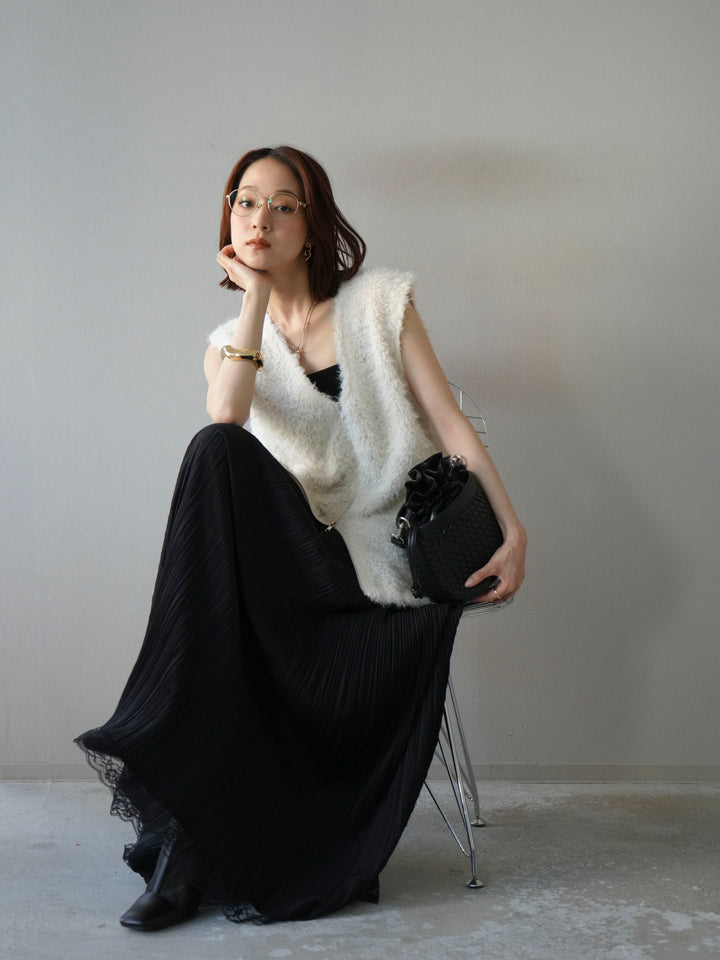 [予約]ダブルZIPループシャギーベスト/アイボリー