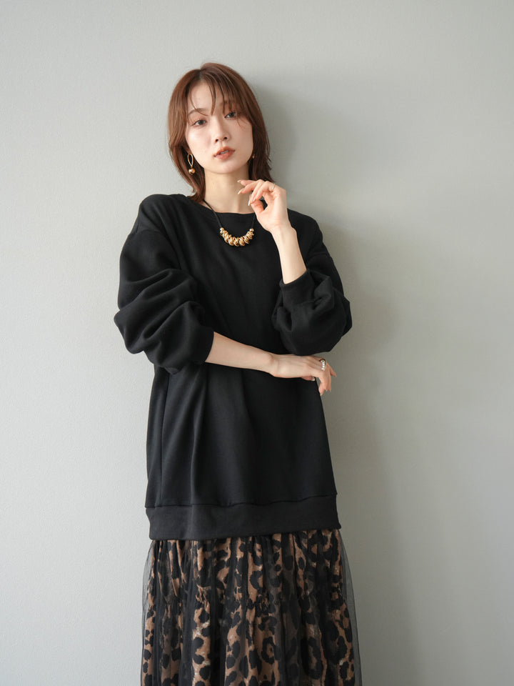 [予約]スウェットドッキングアニマル柄レイヤードワンピース/ブラック