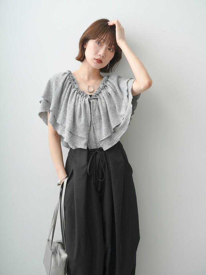 [予約]3wayドレープギャザートップス/lightgray