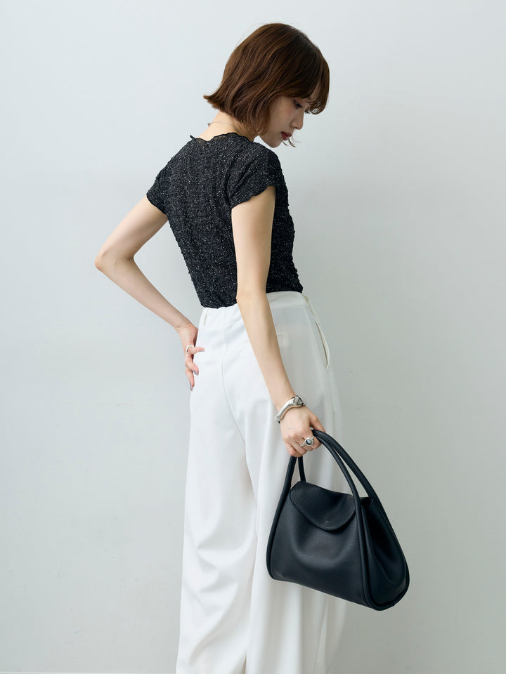 [予約]テクスチャープリントワッシャーフレンチトップス/black