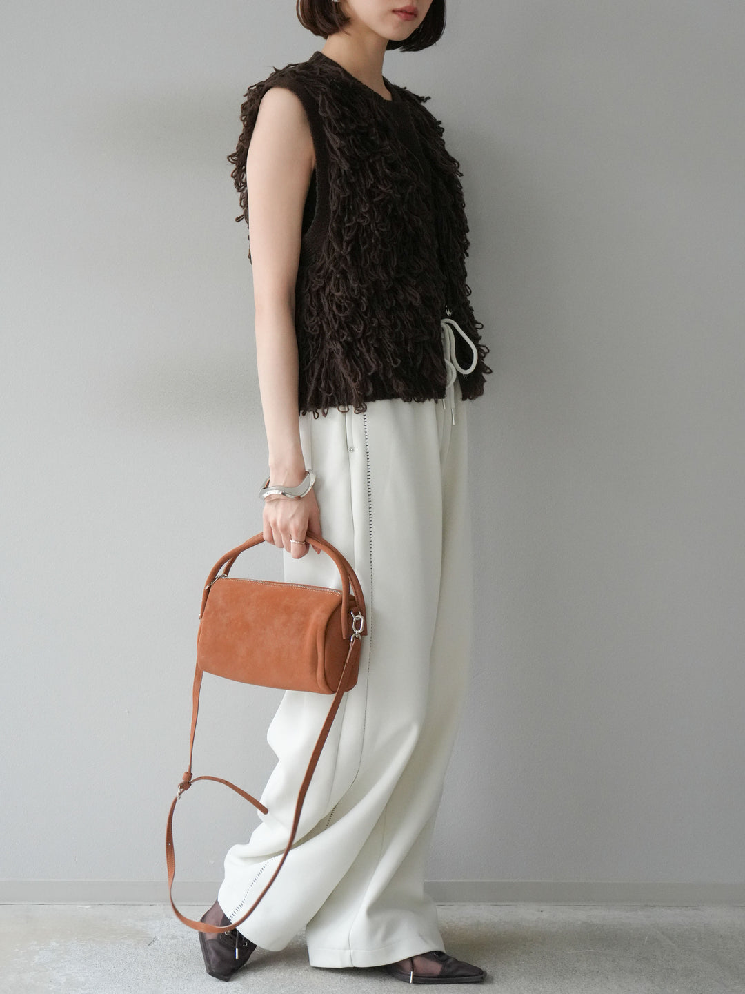 [予約]ハンドステッチ風スウェットパンツ/アイボリー