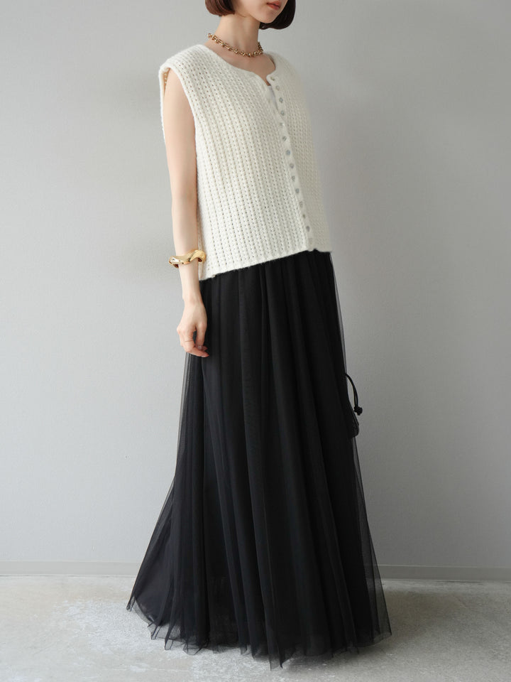[予約]チュールボリュームスカート/ブラック