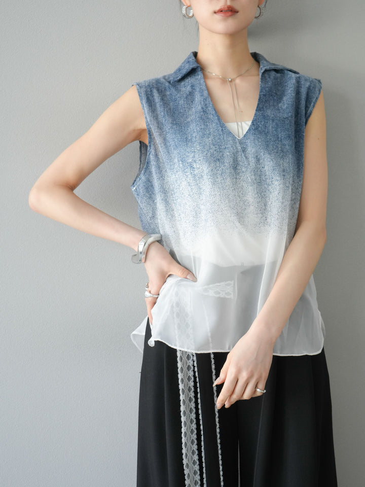 【預購】染色漸層船長襯衫/藍色