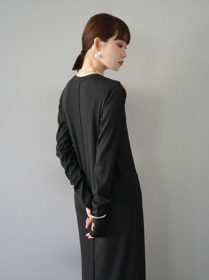 [SET] 鏤空羅紋長袖洋裝+可選配件套裝（2套）