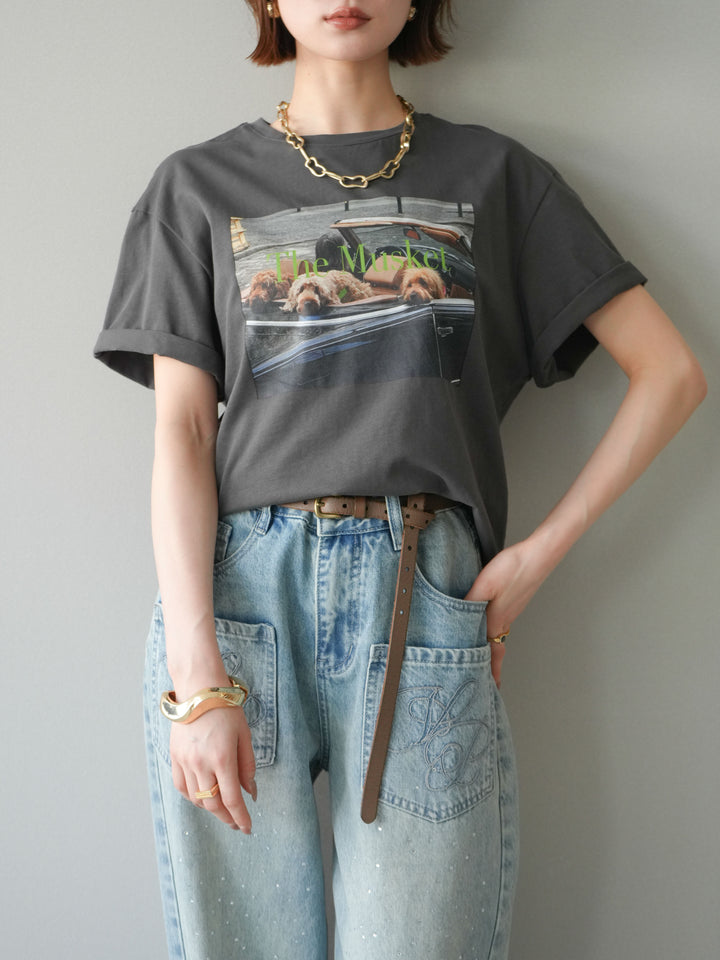 [予約]ドッグフォトTEE/charcoal
