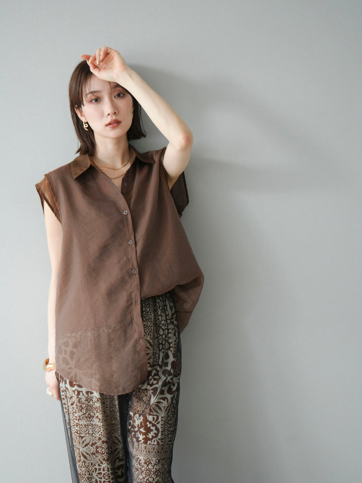 [SET] 硬紗層疊透視襯衫 + 硬紗層疊透視襯衫 (2set)