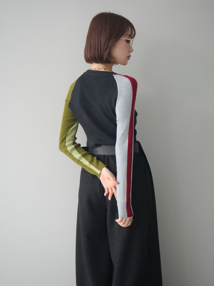 [SET]バイカラーラグランニットトップス+選べるアクセセット(2set)