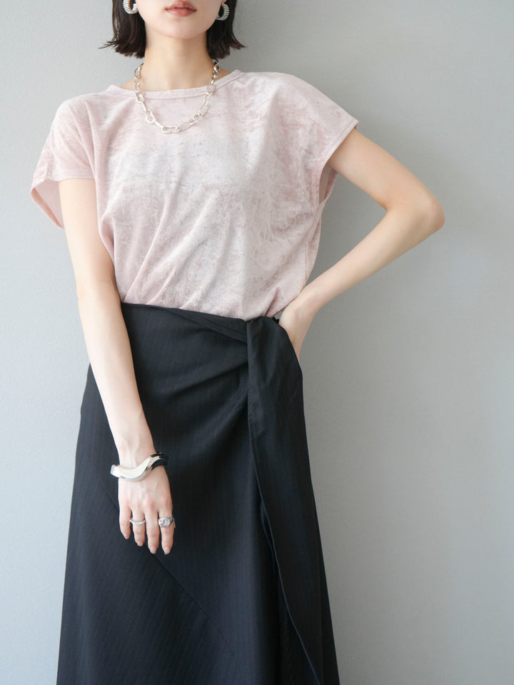 [SET]シアーベロアプルオーバー+サイド巻きツイルスカート(2set)