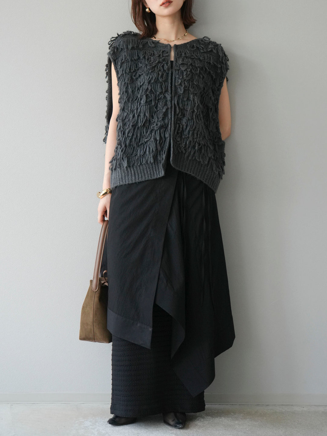 [予約]ループデザインベスト/チャコール